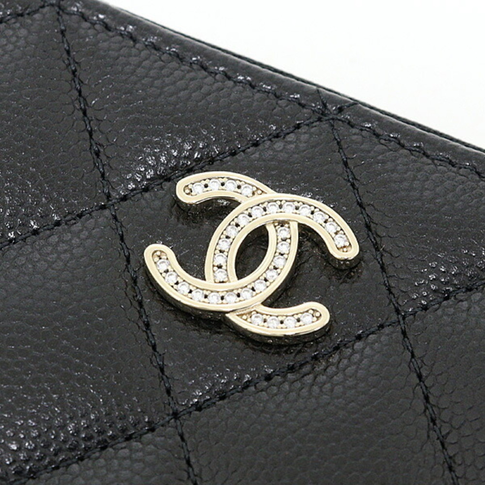CHANEL Authentic Black Caviar Leather Logo Wallet - Picture 4 of 6